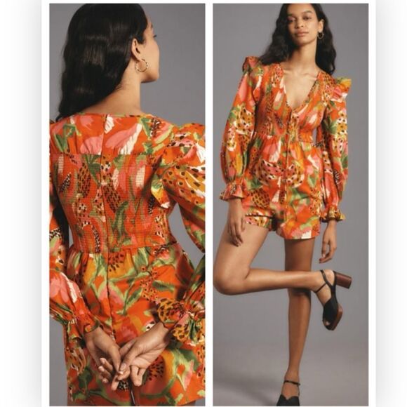 NWT FARM RIO Tropical Ruffle Sleeve Romper XL